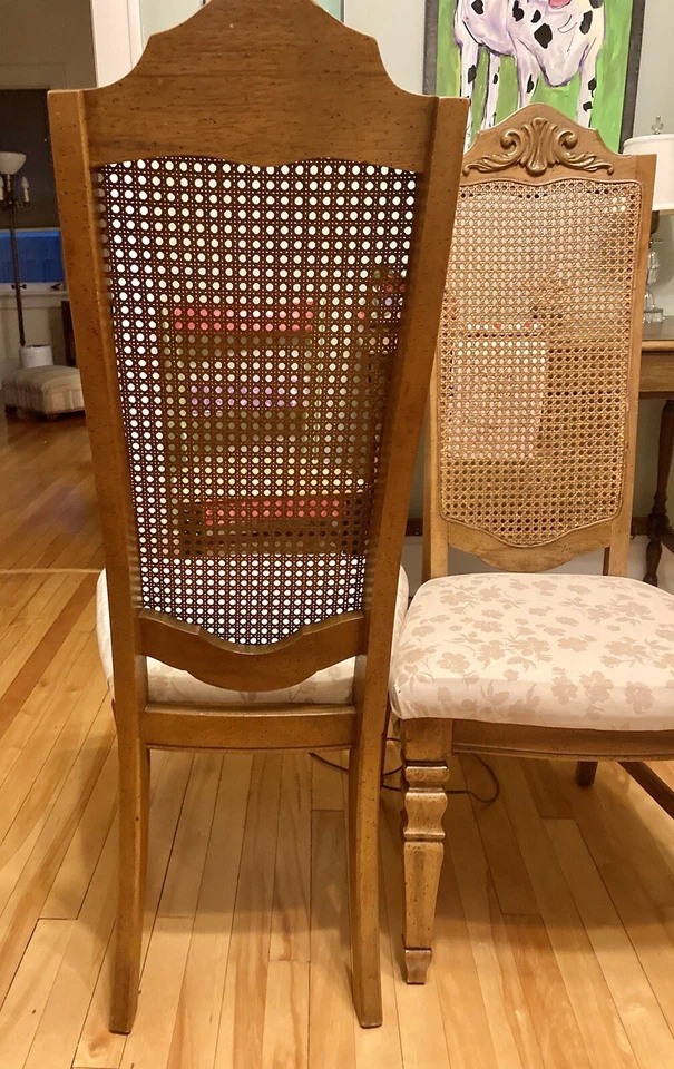 2 Vintage STANLEY FURNITURE Italian Provincial Cane Back Dining Side Chair - Image 3 of 4