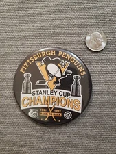 Vintage Pittsburgh Penguins Back to Back Stanley Cup Champs Pin Back Button