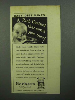 1944 Gerber's Baby Food Custard Pudding Ad