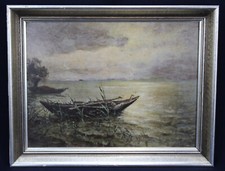 Gemälde Ölgemälde Maritim Meer Antik Mystisch See Ölbild Sonnenuntergang