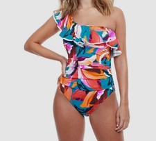 138 Gottex Women's Green Color Rush One Shoulder One-Piece Swimsuit Size 10