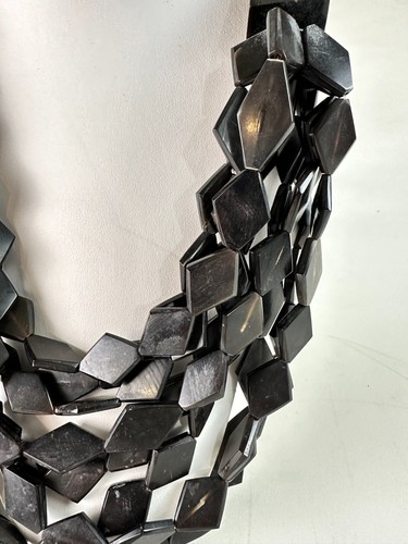 Vintage Monies Black Fallen Horn Multi Strand Necklace by Gera Lynggaard - Picture 3 of 11