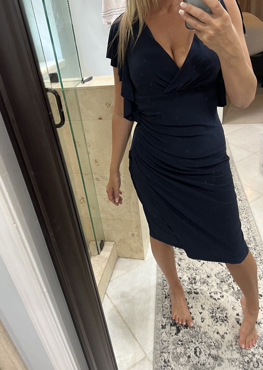 ralph lauren green label dress Lauren Ralph Green Label Empire print Dress Floral Jersey Print 6p 6 p V  Neck