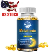 Melatonin Plus Sleep Aid Capsule Fall Asleep Fast and Stay Asleep Sleeping Pills