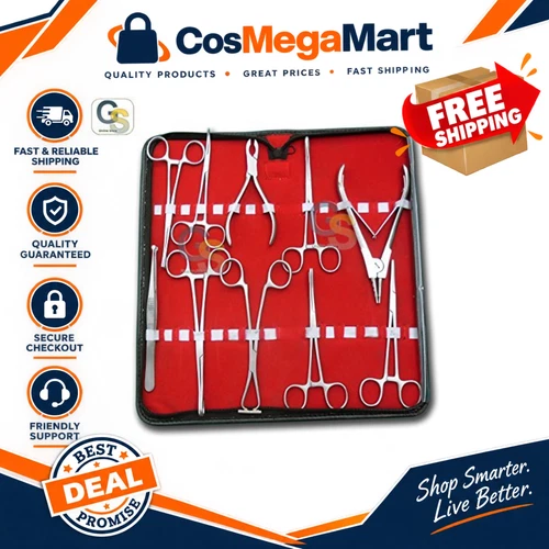 10-Piece Body Piercing Tool Set - Navel Clamps, Forceps & Pliers for Ear Piercin - product listing photo
