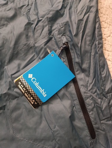 Columbia Trail Fire Windbreaker Jacket Mens S Blue Omni Heat Lightweight /597 - Picture 2 of 11