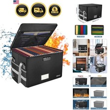 File Box with Lock,Fireproof Document Box with Zipper Pockets,Collapsible Fil...