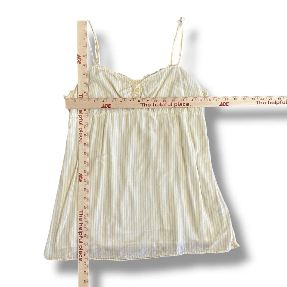 Maurices Yellow White Striped Babydoll Cami Tank Top Women’s Size L - Image 4 of 4
