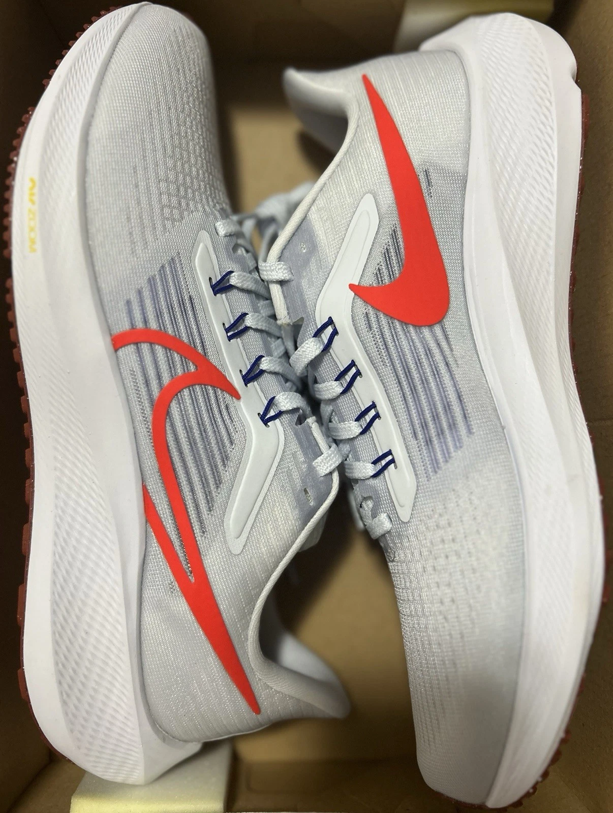 Nike Air Zoom Pegasus 39 Grey Bright Crimson Running Shoes DH4071-007 Mn Sz 11.5