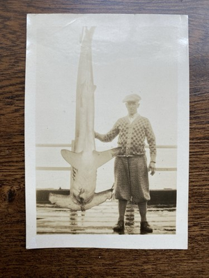 #ad Hammerhead Shark Catch amp; Dapper Young Man Small Antique Vintage Photo $22.45