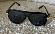 Sean John Pilot Aviator Sunglasses Black Frame Blue Gray Lens SJS1007CE 001