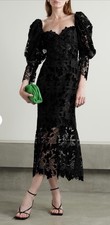 Oscar de La Renta Sleeve Guipure Black Lace Dress Size 4