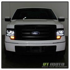 2009-2014 Ford F150 F-150 SMD LED Dual Halo Projector Headlights Exclusive Lamps