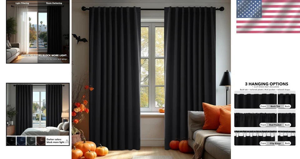Modern Blackout Curtains, W70 x L108, Back Tab, Pack of 2 - Image 2 of 4