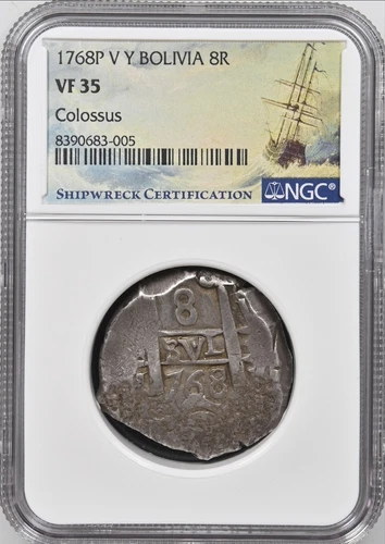 HMS Colossus 8 Reales 1768 Bolivia NGC VF35