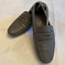 PRADA Saffiano Driver Loafers Men’s Gray Size US 8.5 Fit Like 8 2DD001