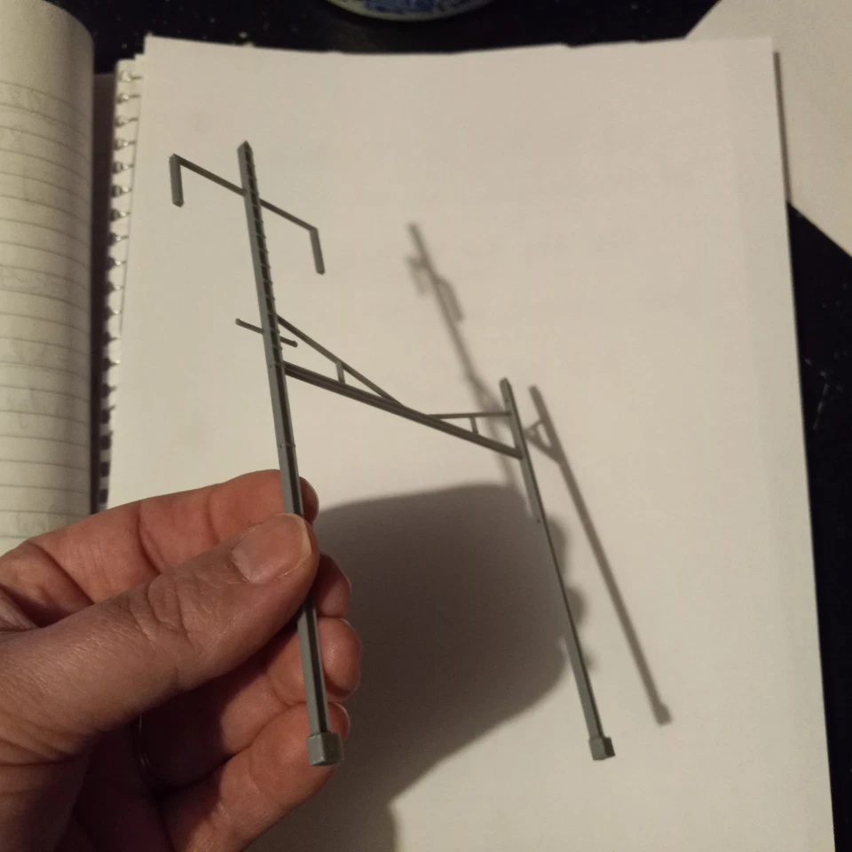 HO Scale 2 Lane version PRR Amboy Secondary Catenary Style Poles Larger(12 Pack) - Image 2 of 4