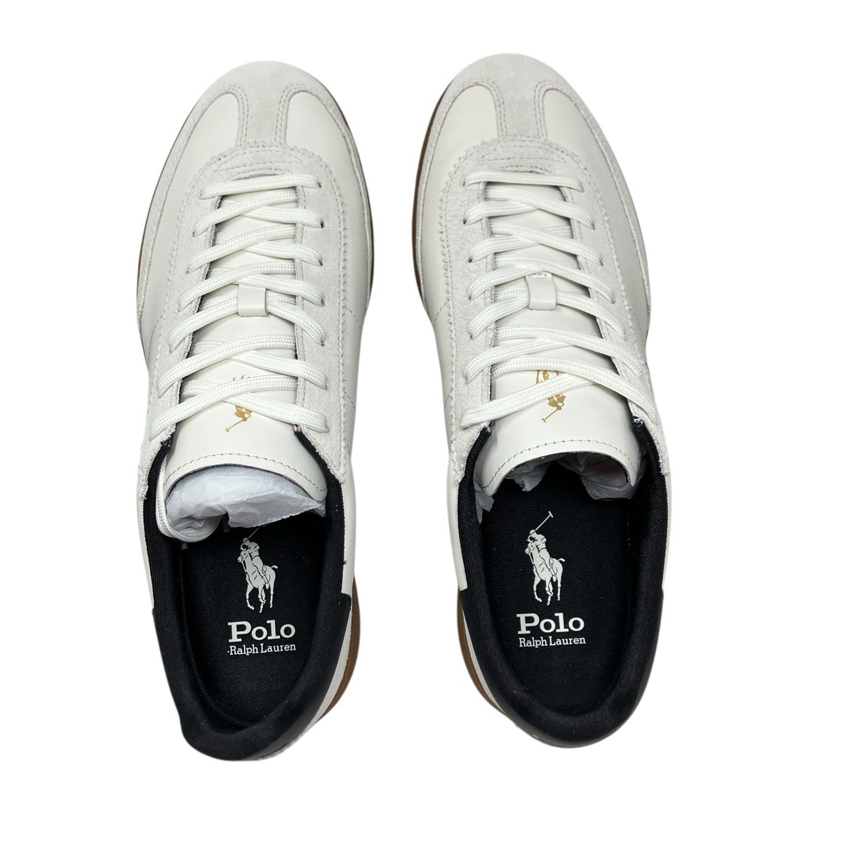 Polo Ralph Lauren Sneakers Mens 10.5 White Suede Bedford Blue Pony Logo Preppy Polo Ralph Lauren Bedford Sneakers Shoes Bianco Red White  main image 3