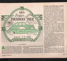 1988 Print article: AACA Premier Founders Tour August 1988