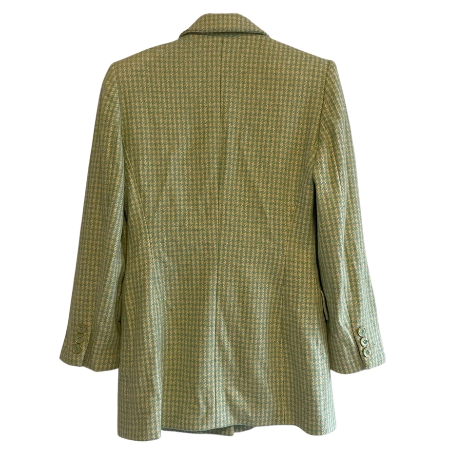 Blazer Escada Cashmere Tweed Pata de Gallo Verde Claro Pico Solapa Zegna Talla 34 XS Foto 4 de 4