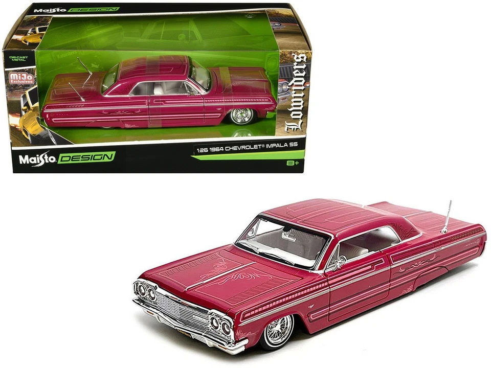 Maisto 1:26 Design Lowriders 1964 Chevrolet Impala SS Lowrider Pink - Image 3 of 3