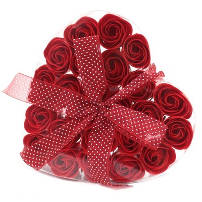24er Set Seifenblumen Herz Box - rote Rosen