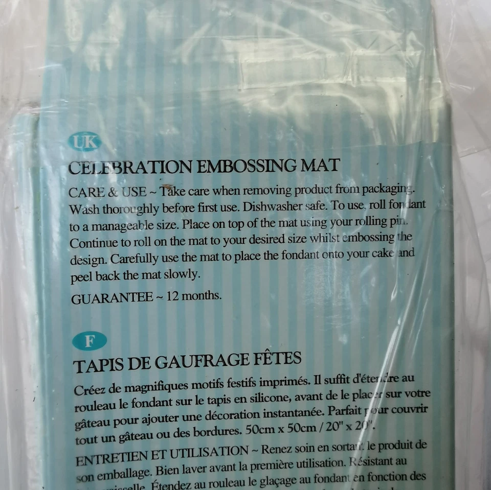 KITCHENCRAFT FONDANT EMBOSSING SILICONE MAT CELEBRATION IMPRINT TEXTURED CAKE - Image 4 of 4