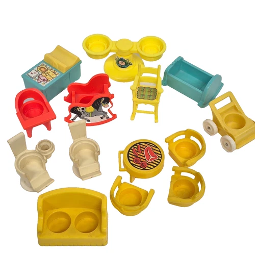 Vintage Fisher Price Little People Nursery/Misc. Furniture Accessories Lot