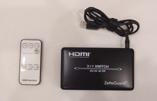 Zettaguard HDMI Switch with PIP & IR Wireless Remote Control | 3x1 Switch | USED