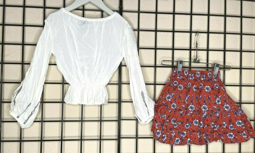 NEW NWT White-Red Floral Beautiful RICH CUTE SKIRT SET-Mii love Mu 5Y fit 5/6Y - Picture 4 of 12