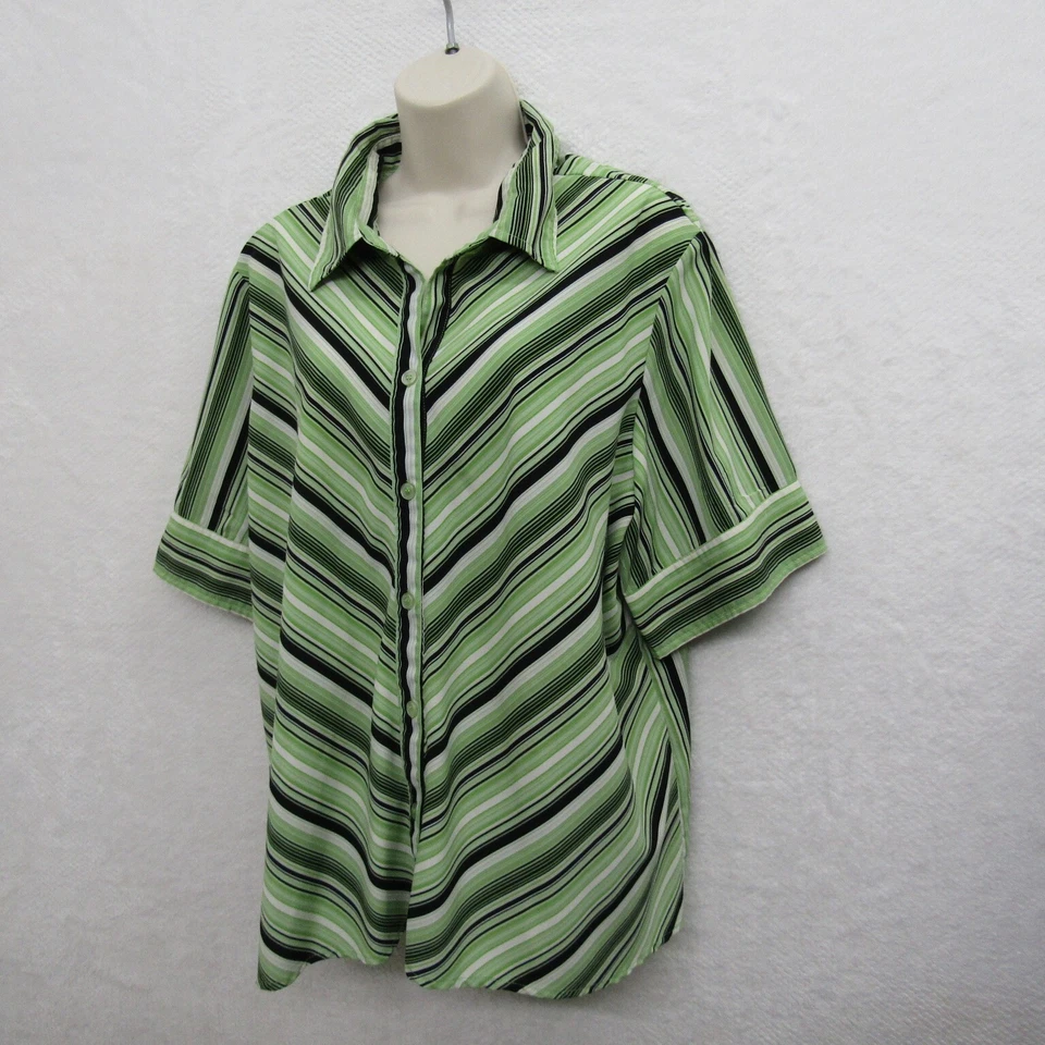 Blusa Top Joanna Mujer Manga Corta Glamour Fluido Carrera Verde Negra Talla Grande 2X Foto 3 de 4