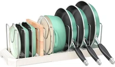 Pots and Pans Organizer for under Cabinet, Expandable Pan Pot Organizers inside