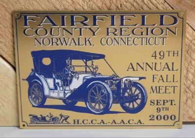 Auto Dash Plaque Fairfield County Region Norwalk CT H.C.C.A.- A.A.C.A. 49th...