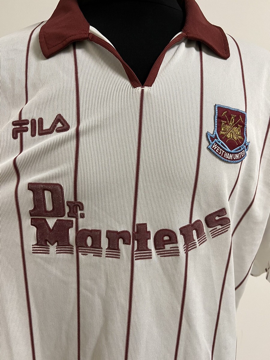 ウェア FILA WestHam Authentic Jersey Dr.Martin West Ham United Dr Martens Fila 1999 Home Football Shirt