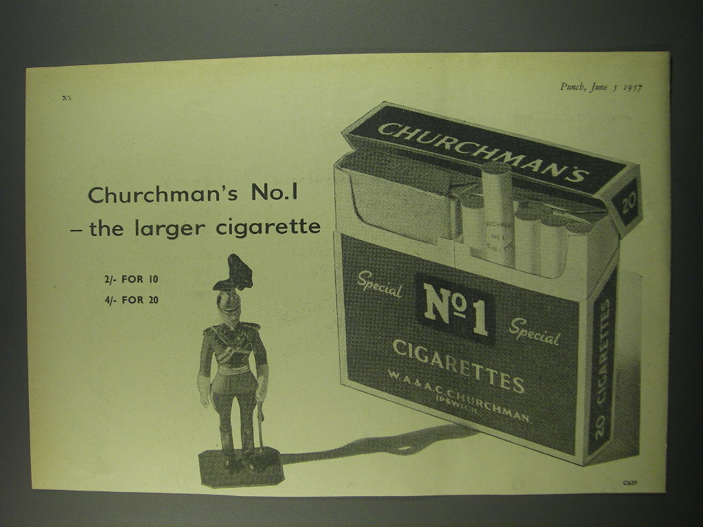 1957 Churchman's No. 1 Cigarettes Ad - Churchman's No. 1