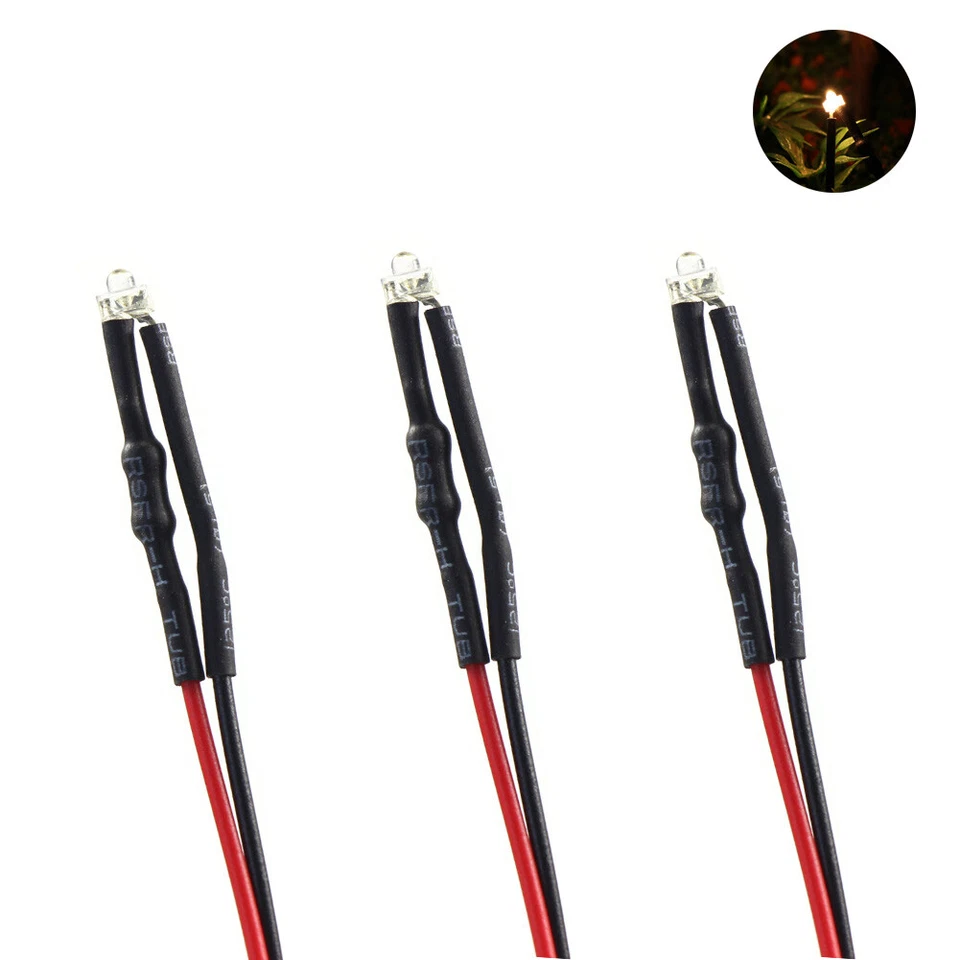 20pcs Pre-wired Resistor 26awg Wire Warm White 1.8mm LED Lamp Light 12V - Image 3 of 4