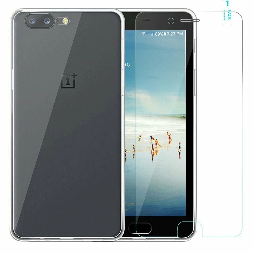 Custodia + Pellicola In Vetro Temperato Per OnePlus 5 – Cover TPU Morbida Sottile, Ricarica Wireless, 1+5 - 2