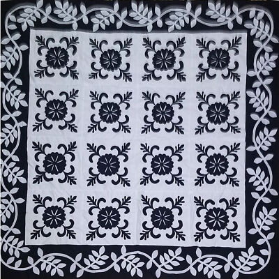 Haut De Couette (Quilt Top) Sand Dollar - Appliqué Rouge Et Blanc - Bordures Incroyables - Neuf