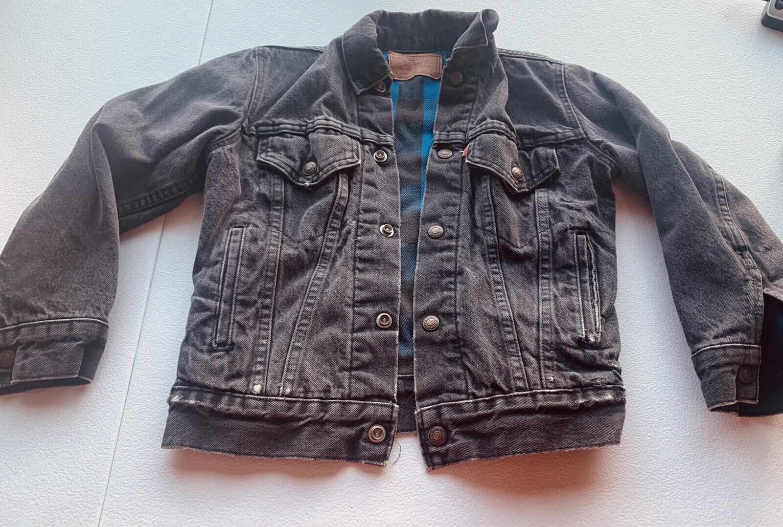 Vintage Levi Redline Denim Jacket | Black Denim | Flannel lined