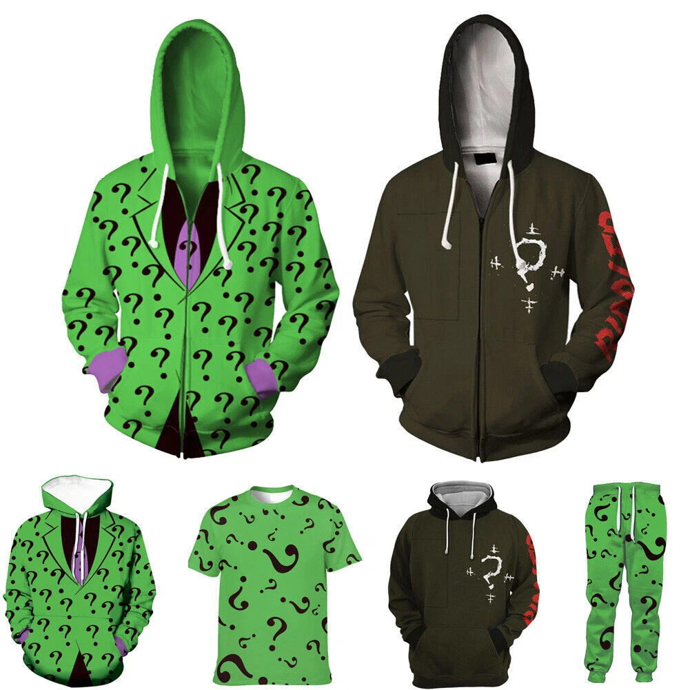 3D The Riddler Cosplay Hoodie Jacket Coat Sweatshirt Pullover Pants Tops T- shirt | eBay