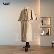 Men's Victorian Inverness Cape Coat Garrick Coachmen Style Beige Wool - ZARB