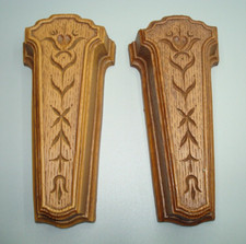 VTG 2 Homco Carved Faux Wood Wall Pocket Scissor Matches Holder Flower Vase