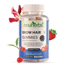 Neuherbs Grow Hair 30 Gummies  Folic Acid Keeps Hair Healthy & Strong,Natural