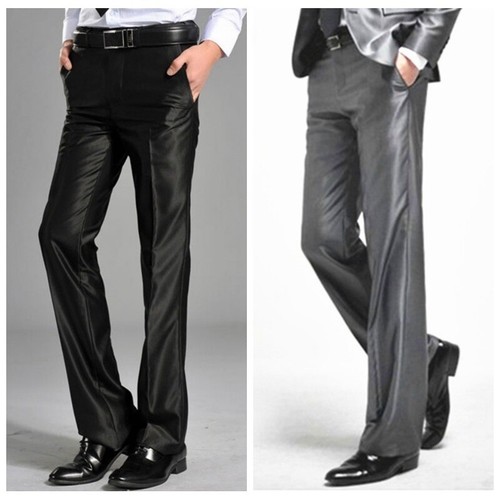 Uomo Formale a Zampa Pantaloni Lucido Abito Bell Fondo Festa Matrimonio |  eBay