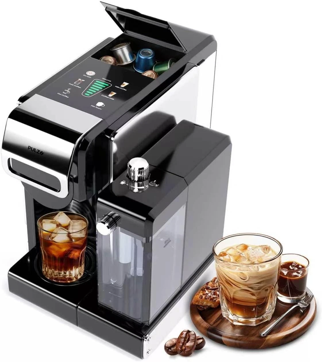 Pulzo Espresso Machine With Automatic Milk Frother – Multi-Capsule, 20-Bar