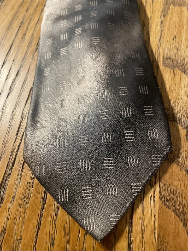 复古 EUC Enrico 几何金属长袍丝绸领带意大利制造 — 第 2/4 张图片