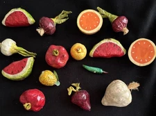 Vintage Mini Paper Mache Fruit & Vegetable Pieces 15 Total