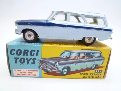 VINTAGE CORGI TOYS 424 FORD ZEPHYR ESTATE CAR IN ORIGINAL BOX 1961