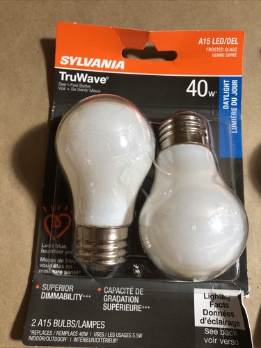 2 Pack Sylvania TruWave 40w A15 LED/DEL Daylight Light Bulbs - Picture 2 of 3
