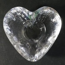SIMON PEARCE HIGHGATE HEART VOTIVE CANDLE HOLDER , Hand Made, Art Glass, 4 3/4"